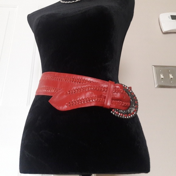 Stylish/Red/ Leather/ Sash Belt - Picture 2 of 8